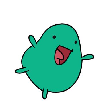 Basit bir çizgi film çizimi, kawaii şirin, mutlu fasulye.