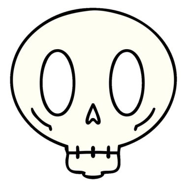 Ürkütücü bir kafatasının basit bir çizgi filmi.