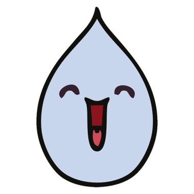 Basit bir çizgi film karakteri duygusal yağmur damlası çizilmiş.