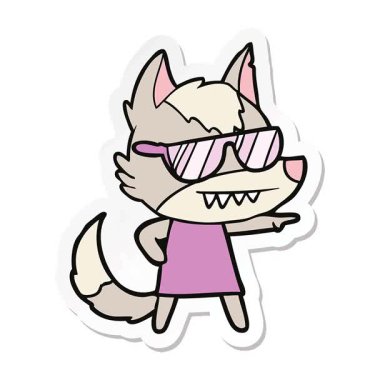 Havalı bir kurt kızın basit bir döngü hareketli çıkartması.