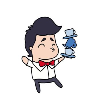 Bir kawaii tatlı garsonunun basit bir çizgi film çizimi.
