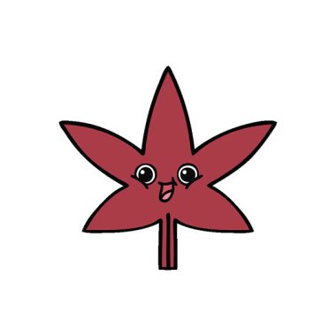 Basit bir sonbahar yaprağının basit bir çizgi filmi.