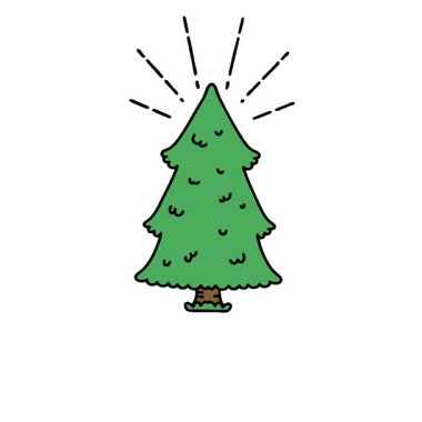 Geleneksel dövme tarzı çam ağacının basit bir illüstrasyon canlandırması