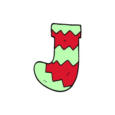 Basit bir çizgi film çizgi filmi karalaması Noel çorabı.