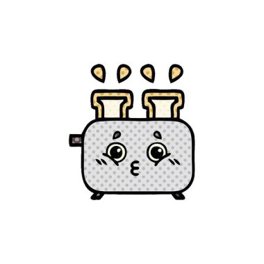 Bir tost makinesinin basit bir çizgi roman tarzı çizgi filmi.
