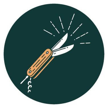 Dövme stili katlama bıçağının basit bir döngü simgesi