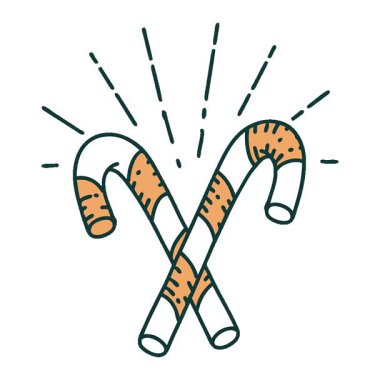 Geleneksel dövme stili baston şekerlerin basit bir canlandırması