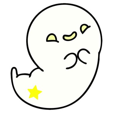 Mutlu bir cadılar bayramı hayaletinin basit bir çizgi filmi.