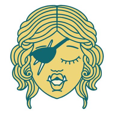 Basit bir döngü canlandırmalı Retro Tattoo Biçimli Ork karakter yüzü