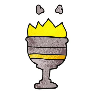 Basit bir çizgi film animasyonu. Karalamalar alevli kadehler.