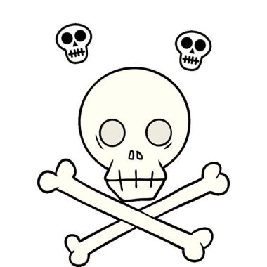 Basit bir döngü çizgi film kafatası ve çapraz kemikler.