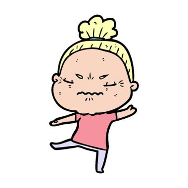 Basit bir çizgi film çizgi filmi yaşlı bayanı sinirlendiriyor.