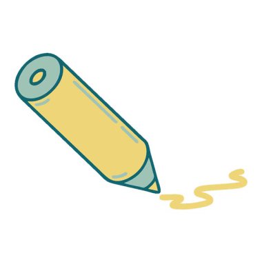 Renkli kalemin basit bir döngü ikonik dövme görüntüsü