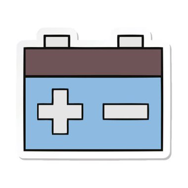 Küçük bir çizgi film arabasının aküsünün basit bir döngü canlandırmalı çıkartması.