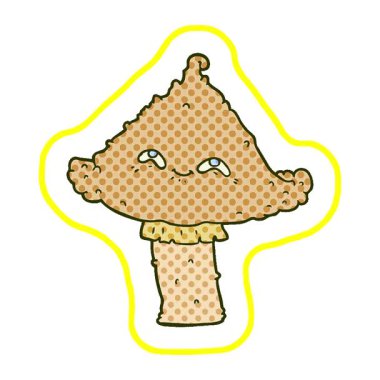 Yüzü olan basit bir çizgi film mantarı.