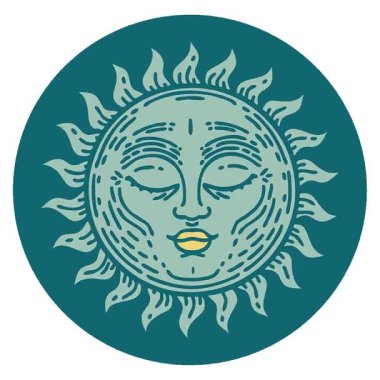 Basit bir döngü ikonik dövme şeklinde güneş görüntüsü