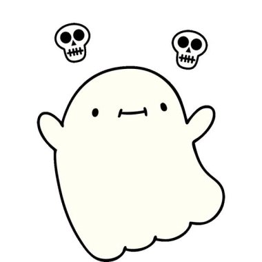 Mutlu bir cadılar bayramı hayaletinin basit bir çizgi filmi.