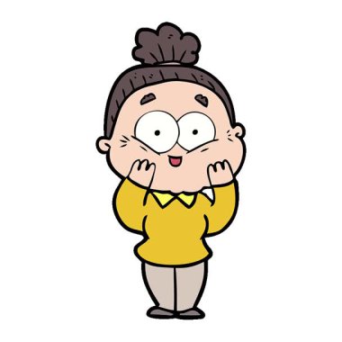 Basit bir çizgi film çizgi filmi mutlu yaşlı kadın.