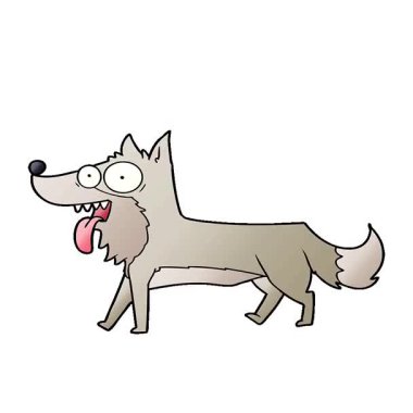 Basit bir çizgi film animasyonu mutlu köpek.