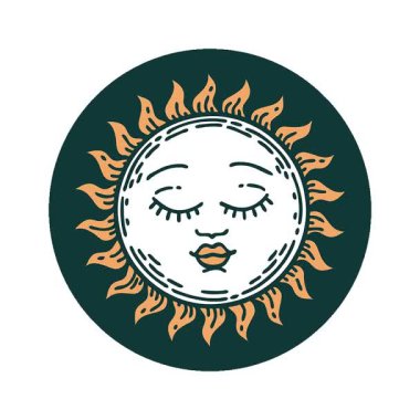 Basit bir döngü ikonik dövme şeklinde güneş görüntüsü