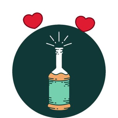 Dövme stili bira şişesinin basit bir canlandırma simgesi.