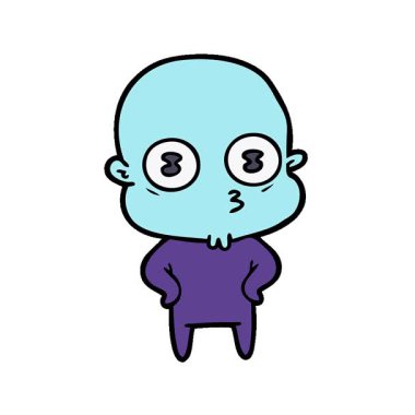 Basit bir döngülü çizgi film. Garip kel uzay adamı.