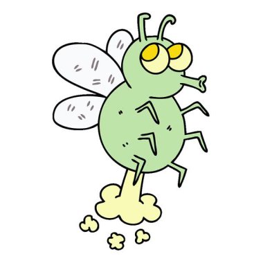 Basit bir döngü hareketli el çizimi karikatür sineği