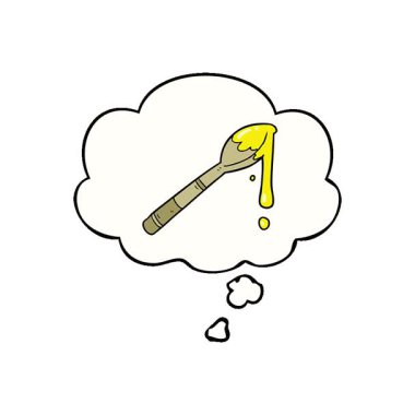 Düşünce baloncuklu bal dolu basit bir çizgi film.