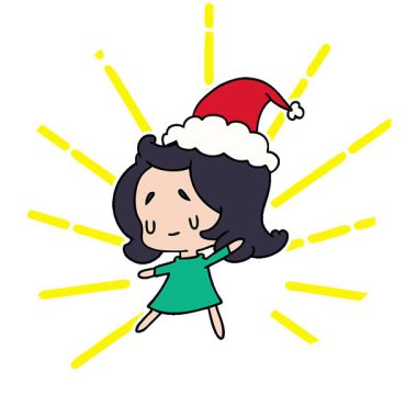 Kawaii kızının Noel karikatürünü çizmiş basit bir döngü animasyonu.