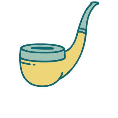 Sigara içen piposunun basit bir ikonik dövme görüntüsü