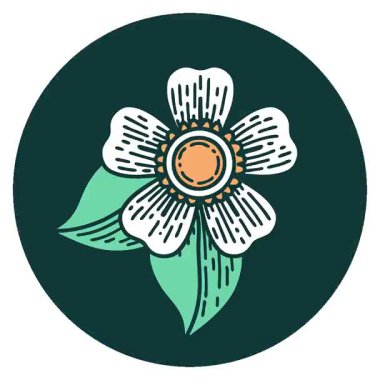 Bir çiçeğin basit bir ikonik dövme görüntüsü