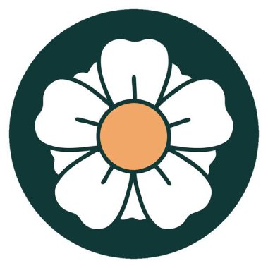 Bir çiçeğin basit bir ikonik dövme görüntüsü