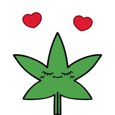 Marihuana yaprağının basit bir çizgi filmi.