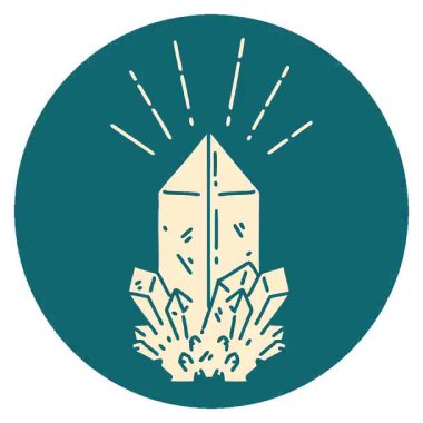 Dövme stili kuvars kristalinin basit bir döngü canlandırma simgesi