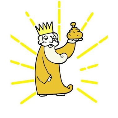 Basit bir döngü animasyonu üç bilge adamdan birinin el çizimi karalama tarzı karikatürü