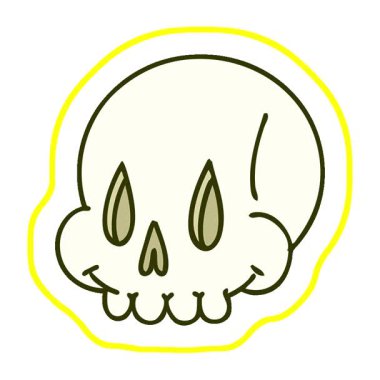 Ürkütücü bir kafatasının basit bir çizgi filmi.