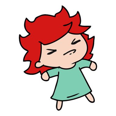 Tatlı bir kawaii kızının basit bir çizgi film çizimi.