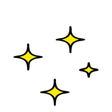 Parlak ve parıldayan yıldızların basit bir çizgi film sembolü.