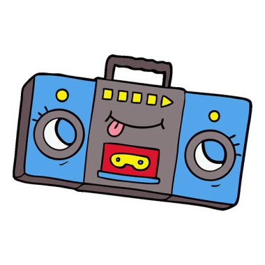 Basit bir döngülü çizgi film retro kaset oynatıcı