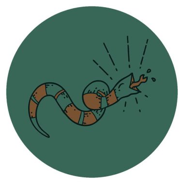 Dövme stili tıslayan yılanın basit bir canlandırma simgesi