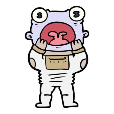 Basit bir çizgi film yaratığı şaşırarak nefes nefese kaldı.