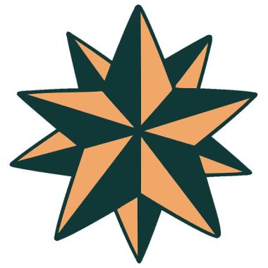 Bir yıldızın basit bir döngü ikonik dövme görüntüsü