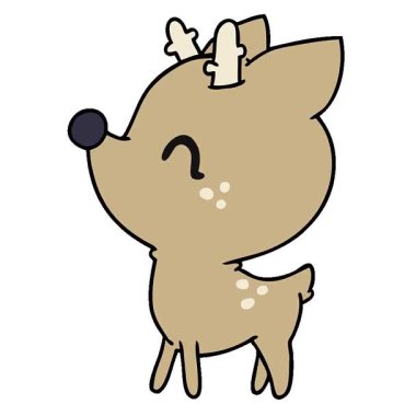 Kawaii şirin geyiğinin basit bir çizgi film çizimi.