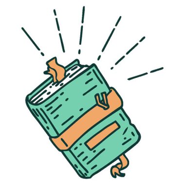 Geleneksel dövme stili eski bir dizüstü bilgisayarın basit bir döngü canlandırması