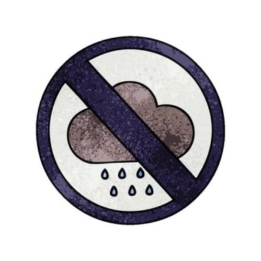 Bir fırtına yağmur bulutu işaretinin basit bir döngü retro grunge desen çizgi filmi