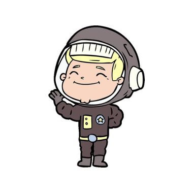 Basit bir döngülü mutlu çizgi film astronotu.