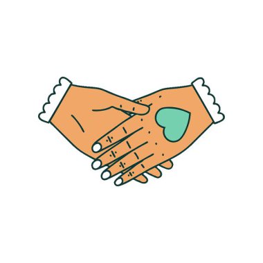 Basit bir döngü animasyon ikonik dövme görüntüsü bir çift elin