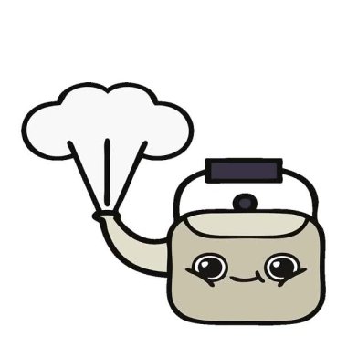 Basit bir buharlı çaydanlık çizgi filmi.