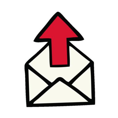 Basit bir e-posta işaretinin basit bir çizgi filmi.