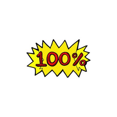 Basit bir döngü çizgi filminin% 100 sembolü.